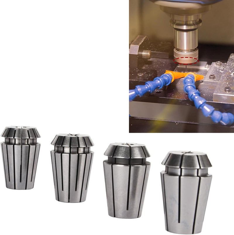 4 Jaw Spring Collet Chuck, CNC Engraving Machine Lathe Chuck, High Carbon Steel Milling Spring Collet Chuck with 4Pcs Set for Grinding and Engraving, Durable and Easy to Install - Image 2