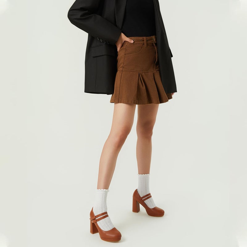 Trary Brown Heels for Women Mary Jane Shoes Platform Chunky Block High Heels with Buckle Strap Comfortable Dress Pumps for Office Party Casual Round Toe Pumps Shoes, Size 8 - Image 5