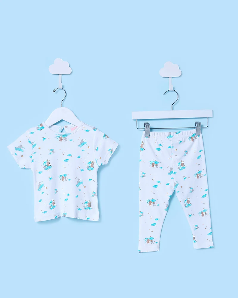Redtag Infant Girls Assorted Printed Short Sleeve 2 Piece Set