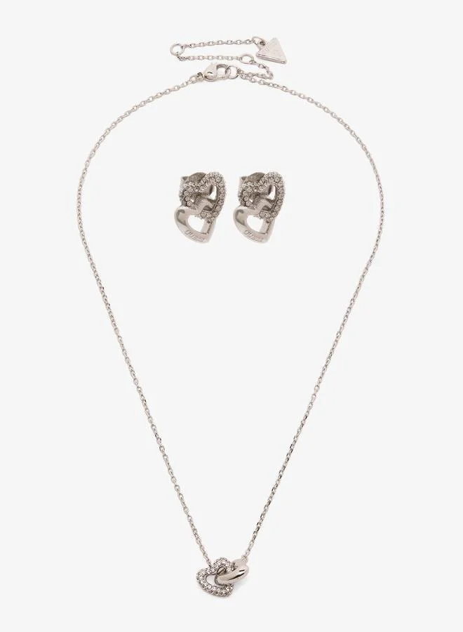 GUESS Heart Links Necklace And  Studs