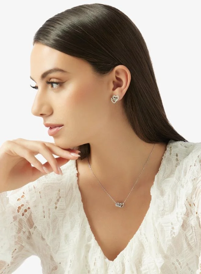 GUESS Heart Links Necklace And  Studs