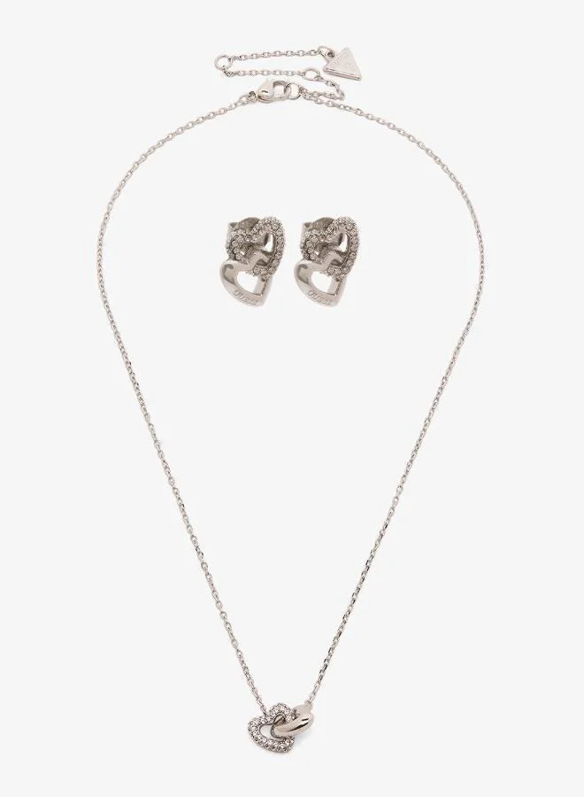 Heart Links Necklace And  Studs