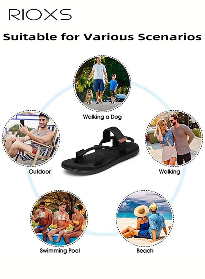 RIOXS Men's One Rope Walking Sandals Summer Fashion Casual Strap Sandals Non-slip Outdoor Beach Hiking Sandals for Poolside or Walking - Image 5
