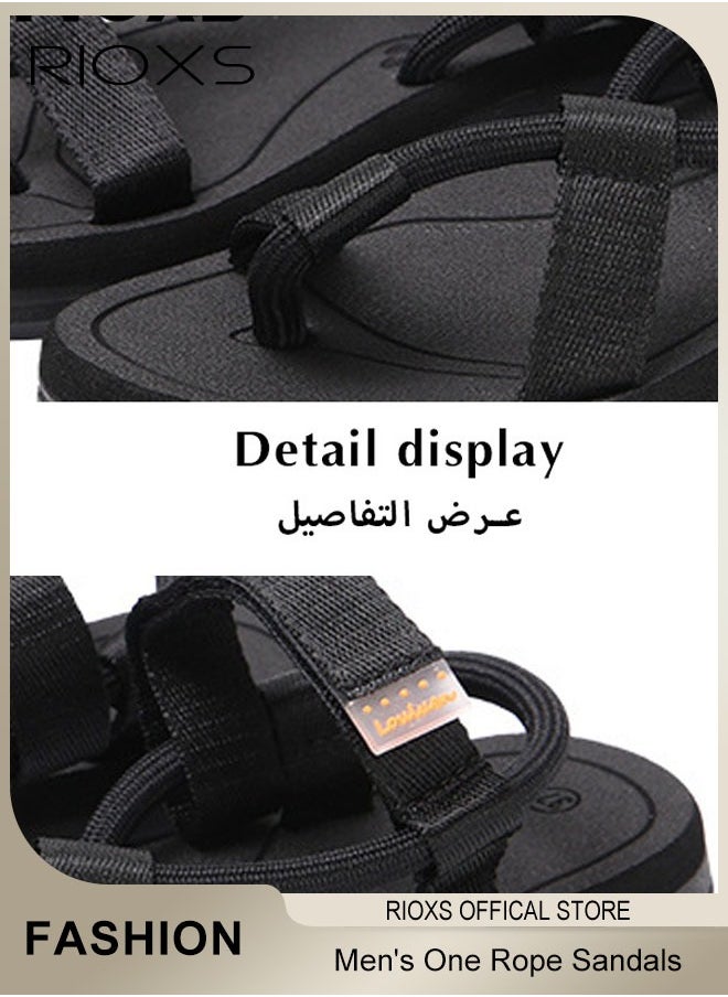 RIOXS - Men's One Rope Walking Sandals Summer Fashion Casual Strap Sandals Non-slip Outdoor Beach Hiking Sandals for Poolside or Walking - Image 1