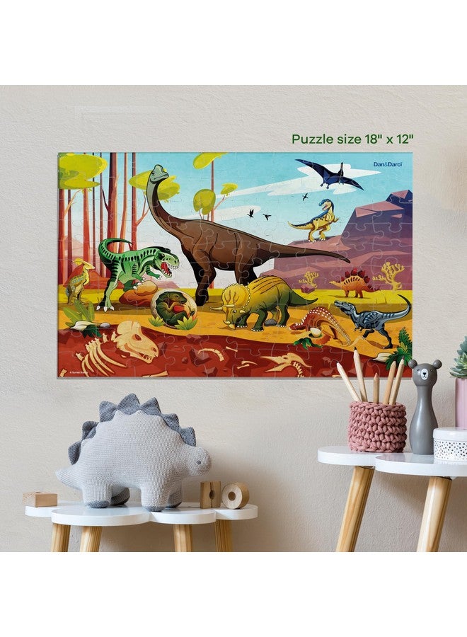 Dan&Darci Glow In The Dark 100 Piece Dinosaur Puzzle For Kids Dinosaurs Jigsaw Puzzles Toys For Boys & Girls Ages 6 8 Christmas Birthday Gifts For Age 6 7 8 Year Old Toddler Boy Girl Gift Dino Toys - Image 2