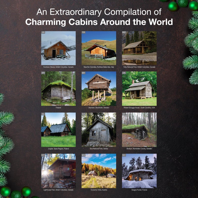 MICASA PRESS Cabins 2026 Wall Calendar 12 Month | 12" x 24" Open | Thick & Sturdy Paper | Holiday Gift | Log Cabin Life Travel Calendar 2026 - Image 3