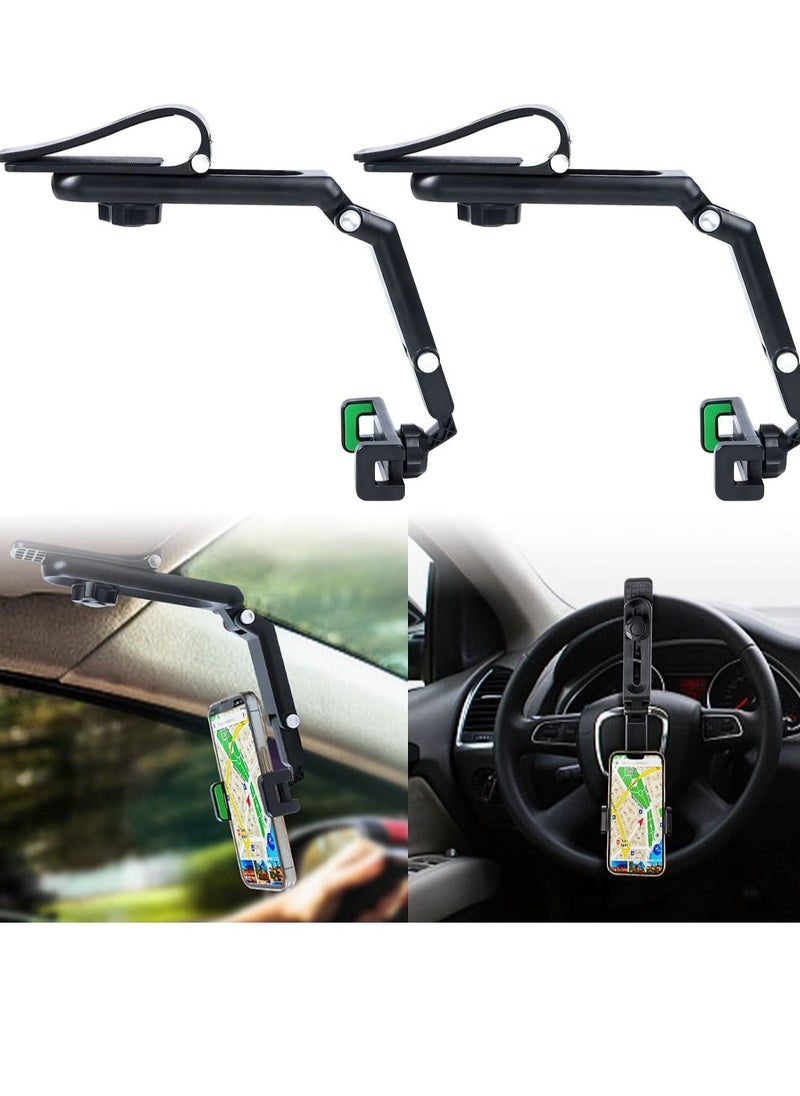 Green Cell Phone Holder for Car，Mount Clip for Car Cellphone，360° Rearview Phone Holder for Car Sun Visor，Perfectly for iPhone pro, 13/12pro,XR,XS,Pro,Samsumg,Andriod, Car Accessories - Image 3