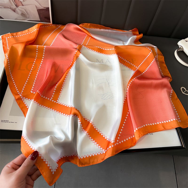Factory wholesale scarves ladies scarf shawls 70cm Korean small square silk satin printed spring and summer sunscreen scarf  - Image 1