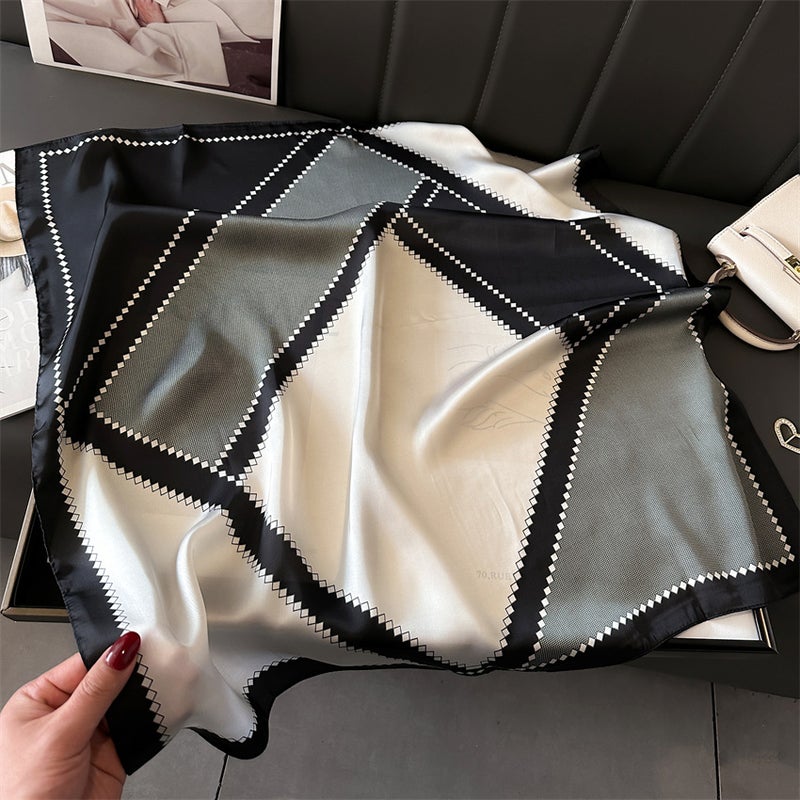 Factory wholesale scarves ladies scarf shawls 70cm Korean small square silk satin printed spring and summer sunscreen scarf  - Image 2