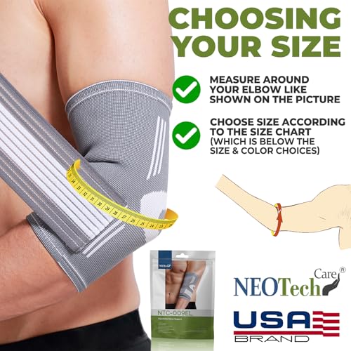NeoTech Care دعامة دعم الكوع نيوتيك (رمادي، حجم L، 1 زوج) - Image 2