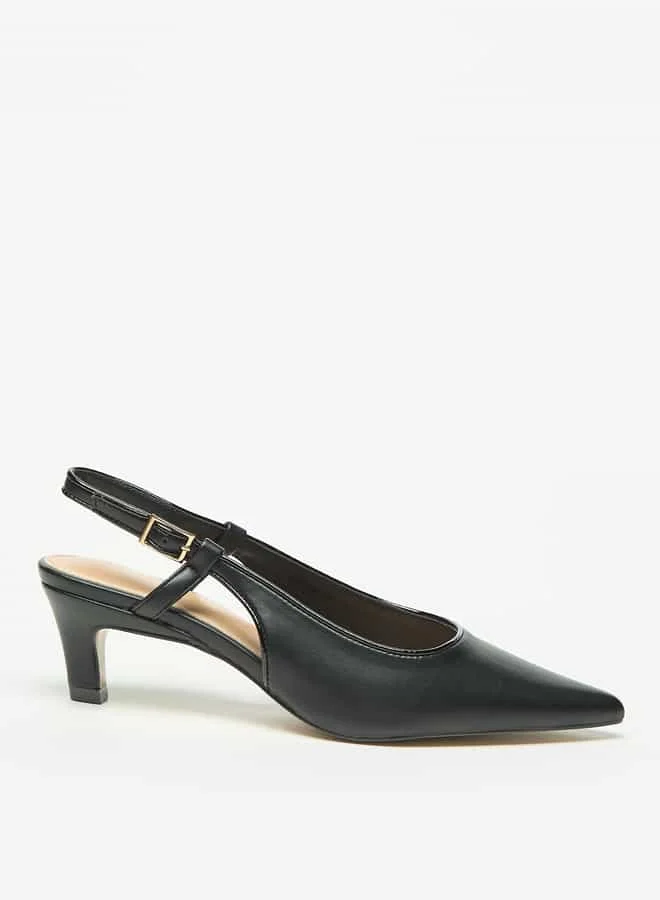 سيليست Women's Solid Slingback Shoes with Kitten Heels