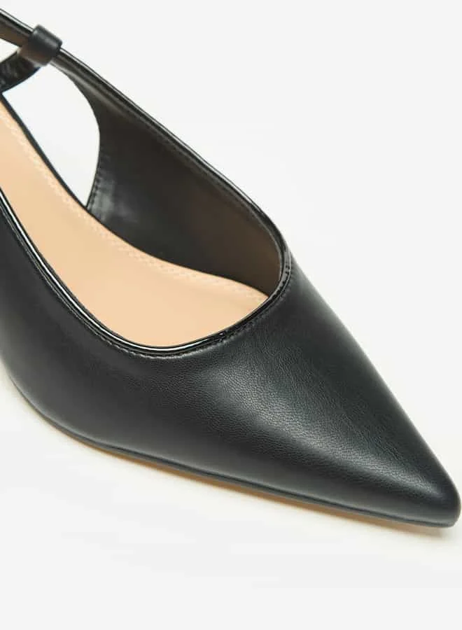 سيليست Women's Solid Slingback Shoes with Kitten Heels