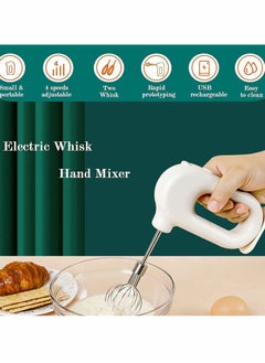 Excefore Electric Mixer,Compact Cordless Electric Egg Beater USB Rechargable Egg Beater with 2 Detachable Stir Whisks 4 Speed Modes  - Image 2