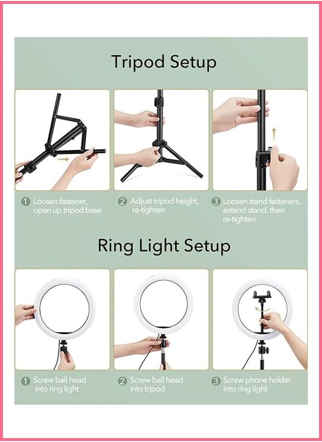 R.VIHAN Circle LED Studio Light Selfie Ring Light With Tripod Stand with Cell Phone Holder For Makeup Camera Photography Video Shoot YouTube Video Shoot TikTok Vlog Live Stream Compatible  - Image 5