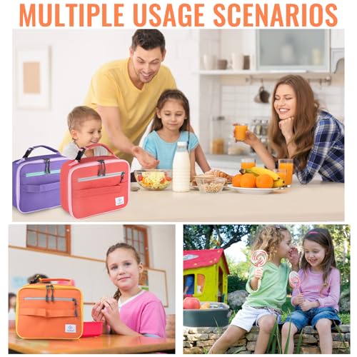 Genteen Lunch Box Lunch Bag for Kids Girls,Insulated Lunch Bag Women,Reusable Lunchbox for School,Work,Outdoor(Orange) - Image 2