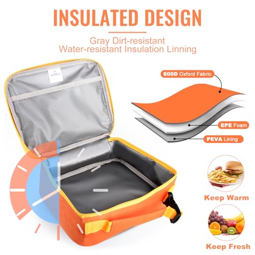 Genteen Lunch Box Lunch Bag for Kids Girls,Insulated Lunch Bag Women,Reusable Lunchbox for School,Work,Outdoor(Orange) - Image 4