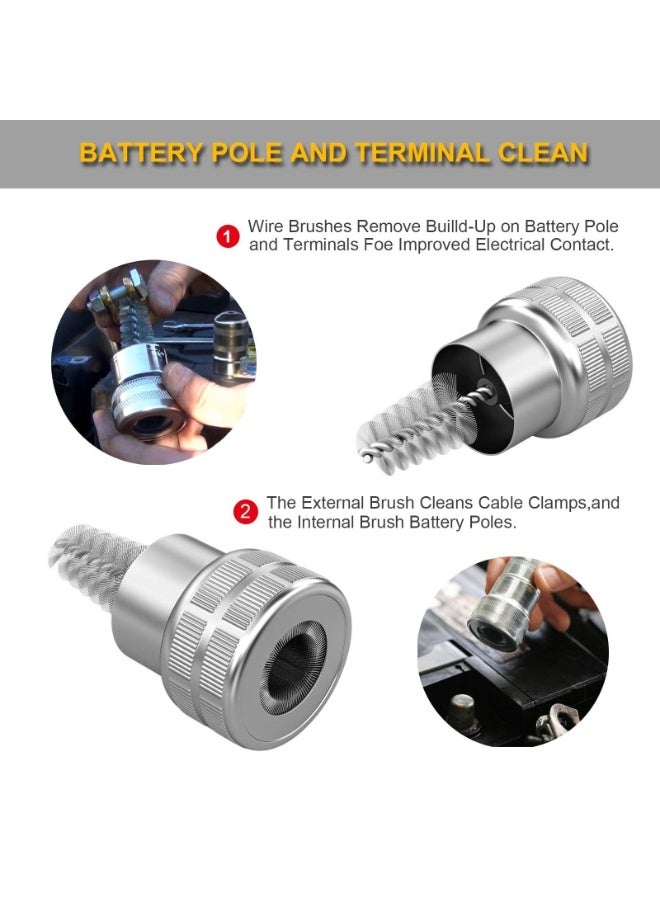 بيوينتي 12 قطعة من غسالات حماية أطراف البطارية من التآكل و2 فرشاة تنظيف للسيارة والقارب البحري - Image 4