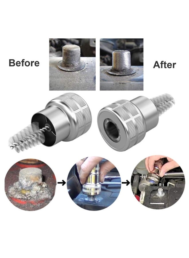 بيوينتي 12 قطعة من غسالات حماية أطراف البطارية من التآكل و2 فرشاة تنظيف للسيارة والقارب البحري - Image 3