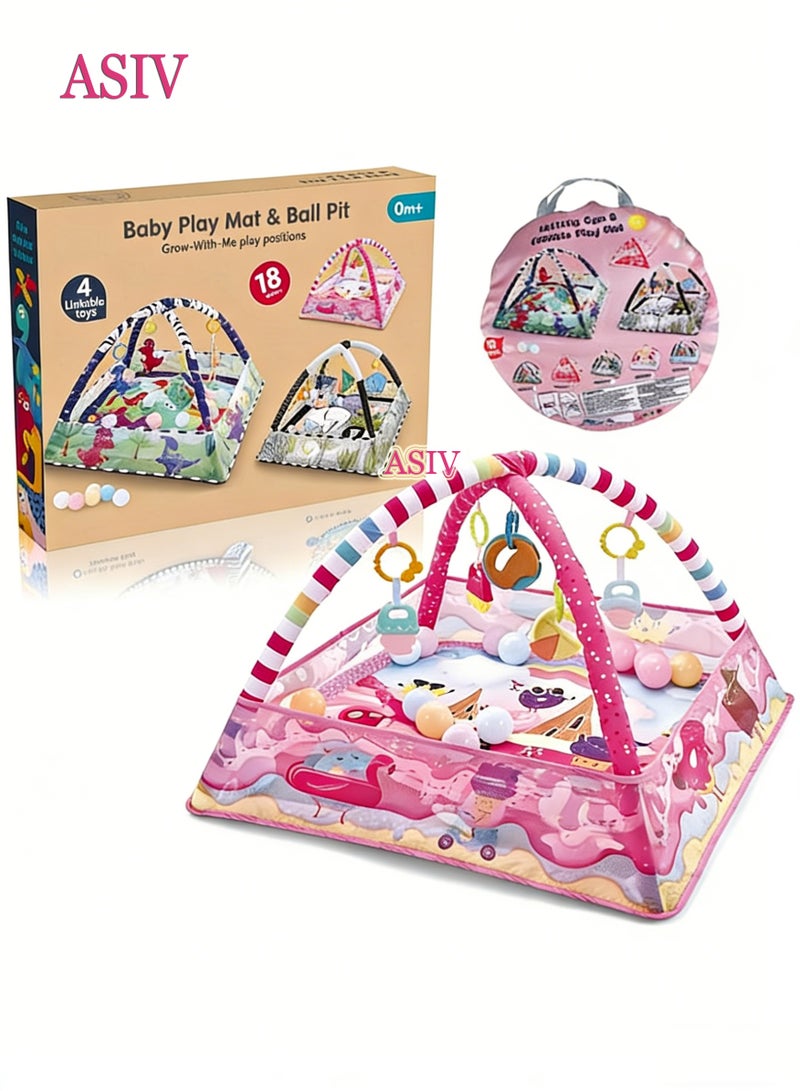 ASIV Baby Play Mat with 4 Detachable Hanging Toys – Large Crawling Mat for Newborns, Infants & Toddlers – Soft Floor Activity Gym for Boys & Girls - Image 1