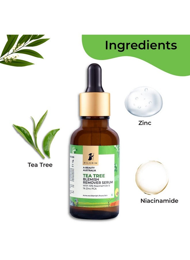 PILGRIM Tea Tree & 10% Niacinamide Blemish-Remover Serum With Zinc Pca For Acne Prone Skin | Niacinamide Serum For Acne| Acne Scar Reducing 10% Niacinamide Serum For Face | Women & Men | 30 Ml - Image 2