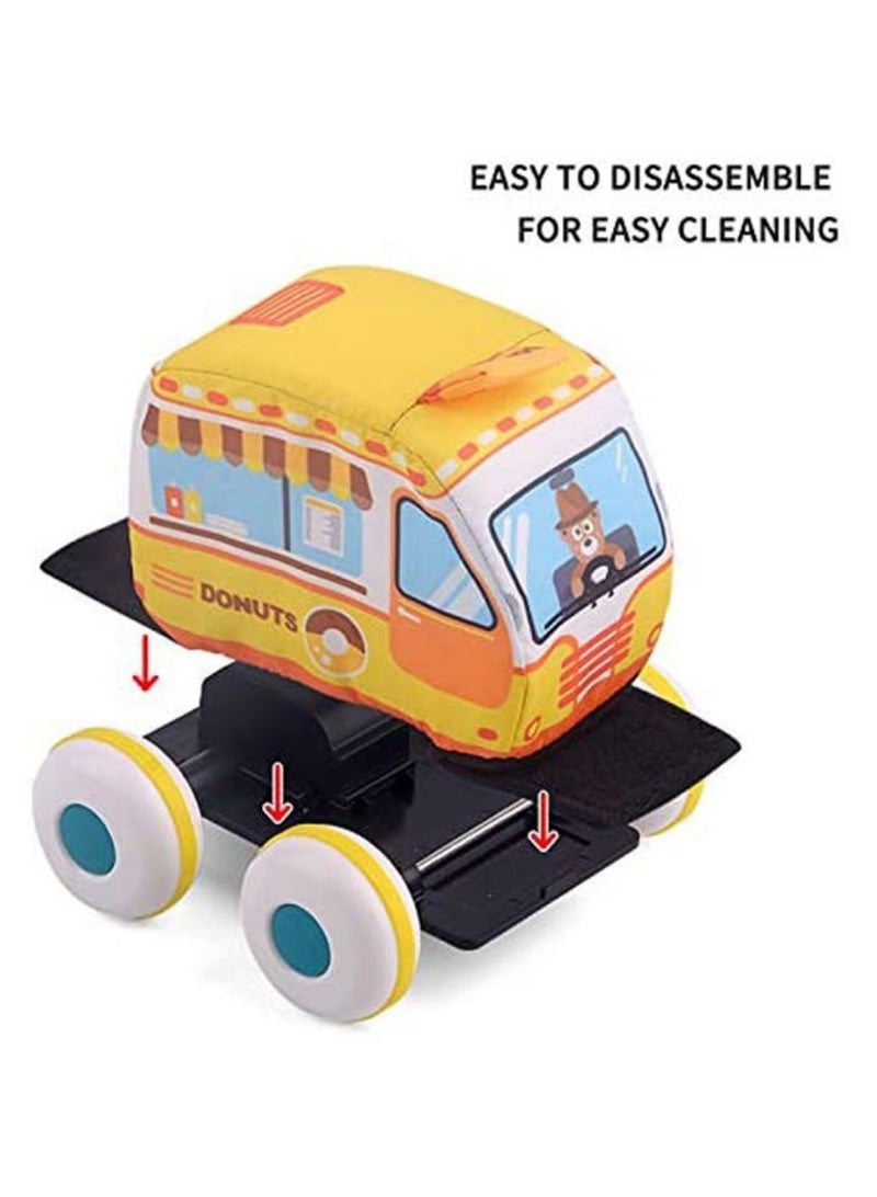 Baby mini cartoon cloth car police car ambulance toy, detachable and washable, cloth pull-back toy car, infant transportation early education enlightenment educational toy car, parent-child interaction to comfort baby 29x13.5x11.5cm  - Image 5