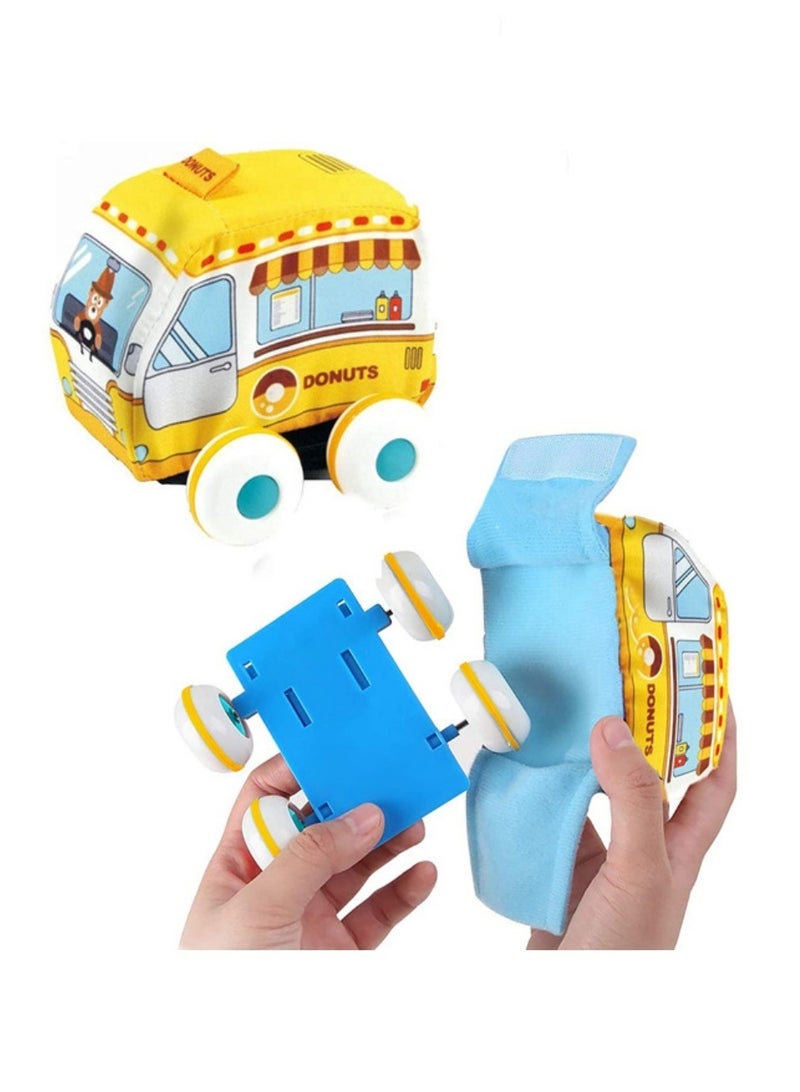 Baby mini cartoon cloth car police car ambulance toy, detachable and washable, cloth pull-back toy car, infant transportation early education enlightenment educational toy car, parent-child interaction to comfort baby 29x13.5x11.5cm  - Image 4