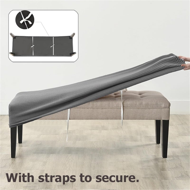 2 PCS Stretch Bench Cover for Dining Room Bedroom Spandex Piano Chair Slipcovers Washable Seat Protector for Bench - Image 4