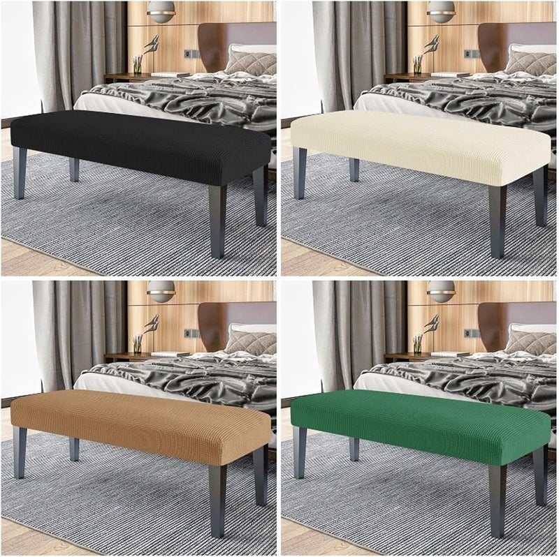 2 PCS Stretch Bench Cover for Dining Room Bedroom Spandex Piano Chair Slipcovers Washable Seat Protector for Bench - Image 5