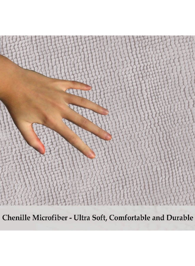 Lavish Touch Set of 2 Chenille 50 x 80 cms Non Slip Extra Soft Floor Rugs Silver - Image 4