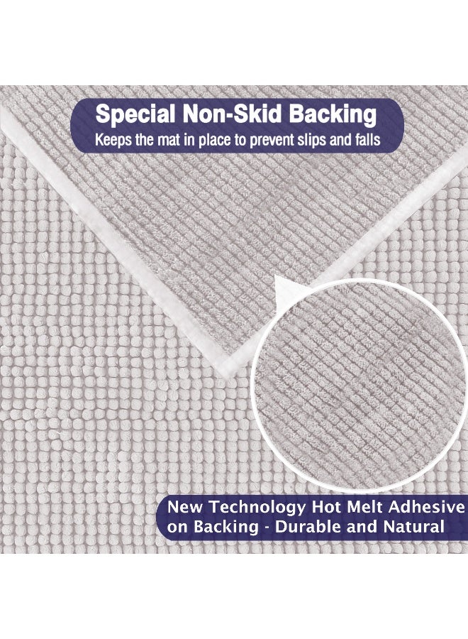 Lavish Touch Set of 2 Chenille 50 x 80 cms Non Slip Extra Soft Floor Rugs Silver - Image 5
