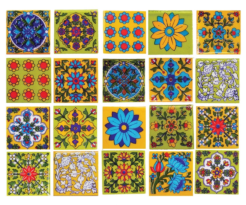 Shiv Kripa Blue Pottery Classic Home Decor Jaipur 2 x 2 inch Tiles (Pack of 20 Tiles) - Image 1