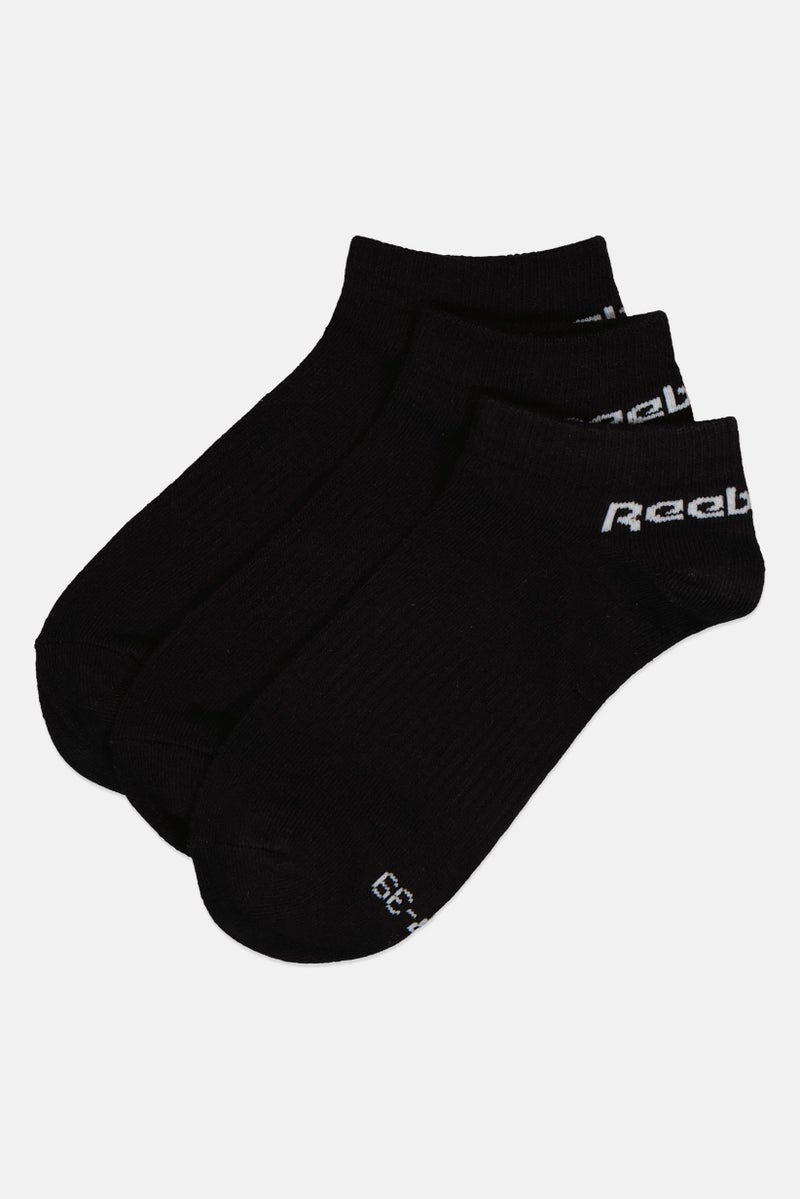 Reebok Men 3 Pairs Brand Logo Ankle Socks, Black - Image 1