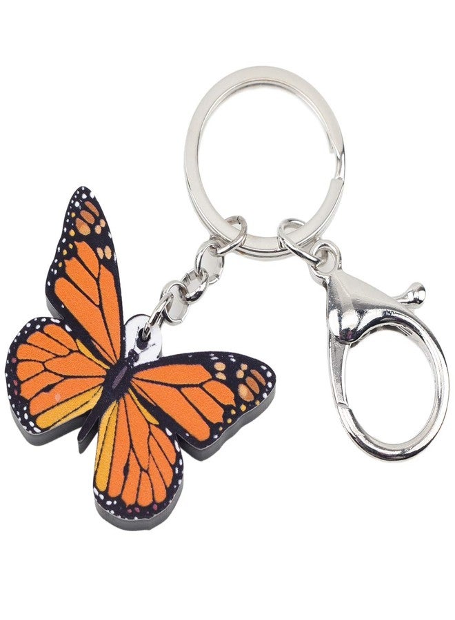 DUOWEI Vivid Brown Monarch Butterfly Keychain Acrylic Insect Keyring Bag Car Key Decoration for Women Girl Charm Gift (Brown) - Image 2
