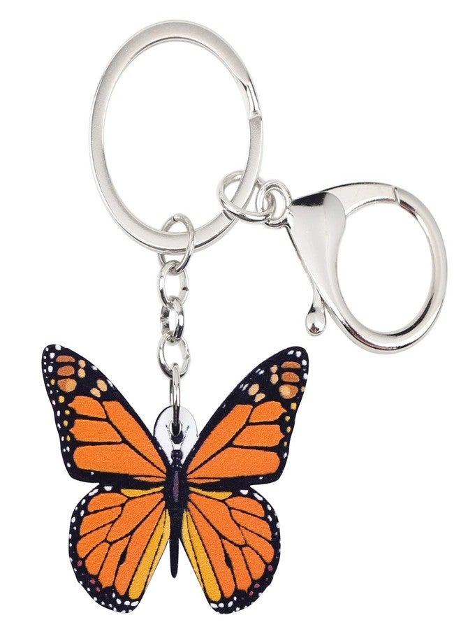 DUOWEI Vivid Brown Monarch Butterfly Keychain Acrylic Insect Keyring Bag Car Key Decoration for Women Girl Charm Gift (Brown) - Image 1