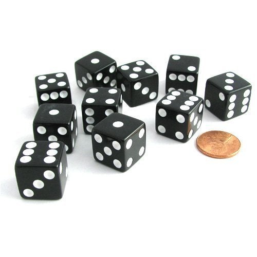 Koplow Games Set of 10 Six Sided D6 16mm Standard Dice Black by Koplow Games - Image 5