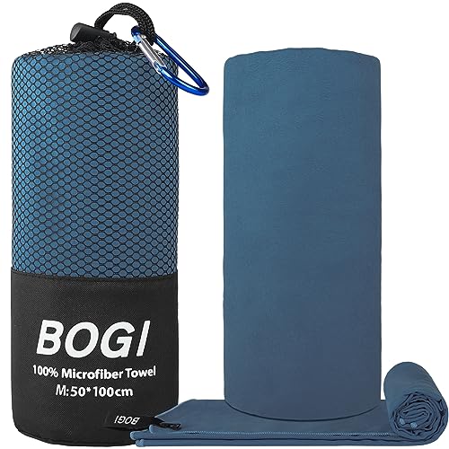 BOGI Microfiber Travel Sports Towel-Quick Dry Towel, Soft Lightweight Microfiber Camping Towel Absorbent Compact Travel Towel for Camping Gym Beach Bath Yoga Swimming Backpacking (M:40''x20''-Nblue) - Image 2