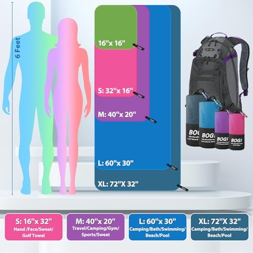 BOGI Microfiber Travel Sports Towel-Quick Dry Towel, Soft Lightweight Microfiber Camping Towel Absorbent Compact Travel Towel for Camping Gym Beach Bath Yoga Swimming Backpacking (M:40''x20''-Nblue) - Image 3