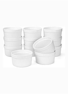 Mash 12 Pieces Ceramic Ramekins 12Oz White Souffle Oven Safe Stoneware Bakeware Porcelain Ramekin Set Serving For Sauces Dipping Onion Soup Lava Cake Flan Creme Brulee Pudding Mini Custard Dishes  - Image 1