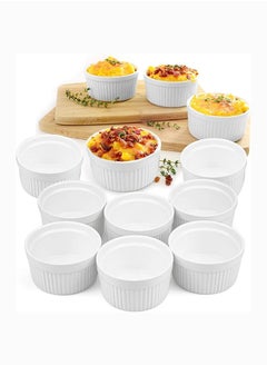 Mash 12 Pieces Ceramic Ramekins 12Oz White Souffle Oven Safe Stoneware Bakeware Porcelain Ramekin Set Serving For Sauces Dipping Onion Soup Lava Cake Flan Creme Brulee Pudding Mini Custard Dishes  - Image 3