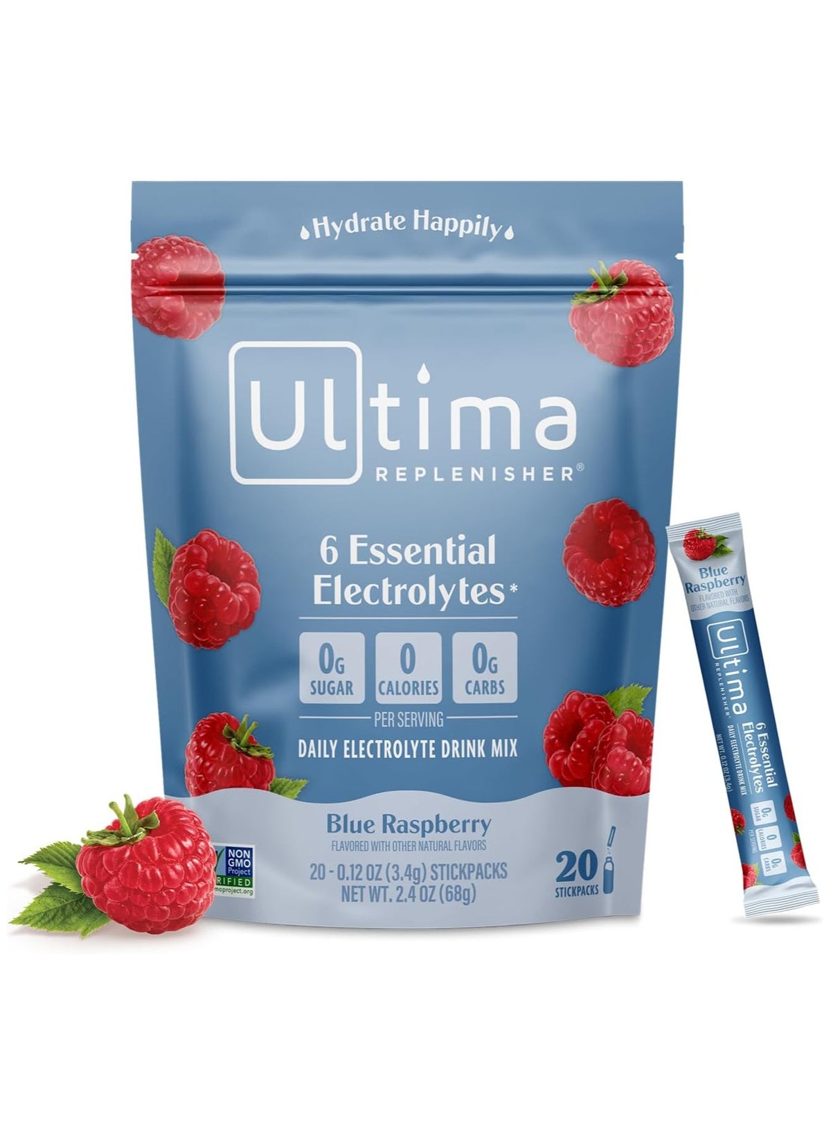 Ultima Replenisher Electrolyte Hydration Powder, Blue Raspberry 20 ...