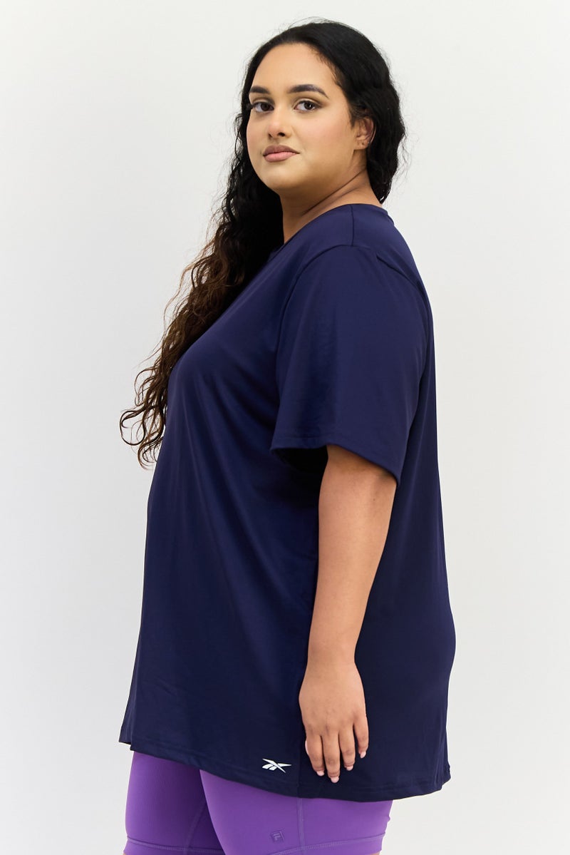 Reebok Women Plus Size Short Sleeve Training T-Shirt, Navy - Image 4