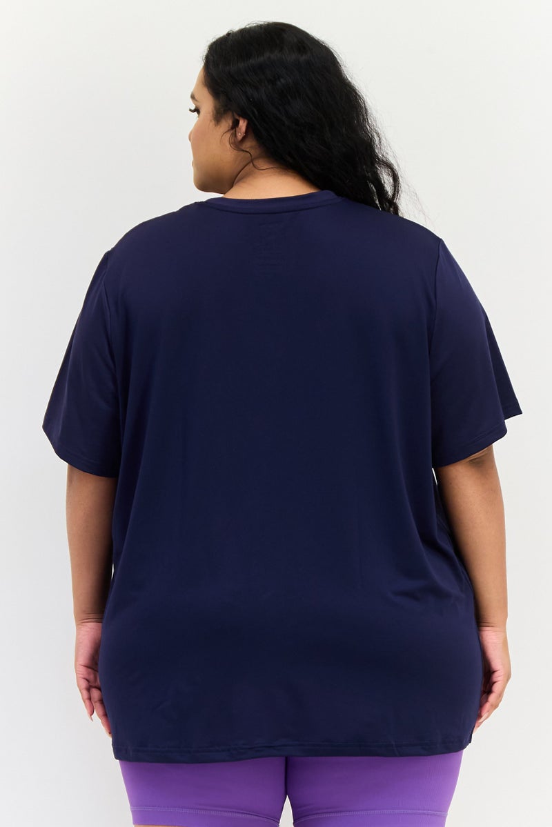Reebok Women Plus Size Short Sleeve Training T-Shirt, Navy - Image 3
