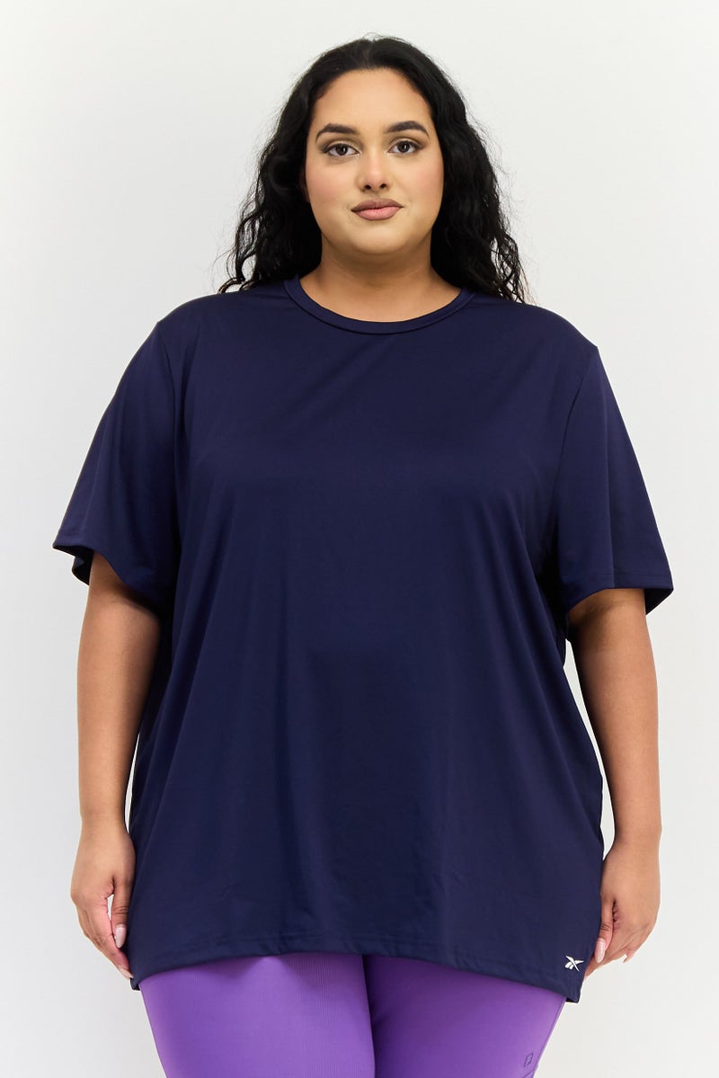 Reebok Women Plus Size Short Sleeve Training T-Shirt, Navy - Image 1