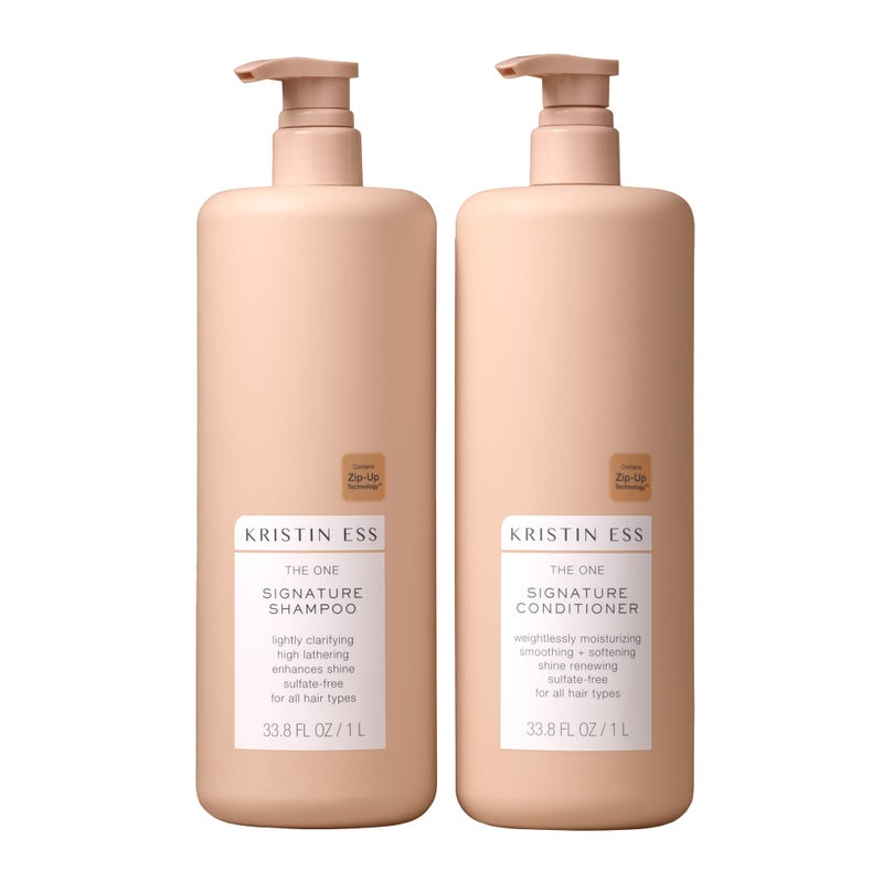 Kristin Ess Signature Shampoo and Conditioner Set with Pumps | Daily Sulfate Free, Color Safe, Hydrating, Moisturizes, Adds Softness & Shine - Pear Fragrance, 33.8 fl oz each 2-pack - Image 1