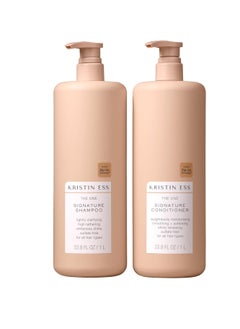 Kristin Ess Hair One Signature Shampoo + Conditioner Bundle - Avocado Oil, Castor Oil - Lightly Clarifying, Sulfate Free, Hydrating, Moisturizes, Smooths, Softens, Color Safe - 2 Piece Set