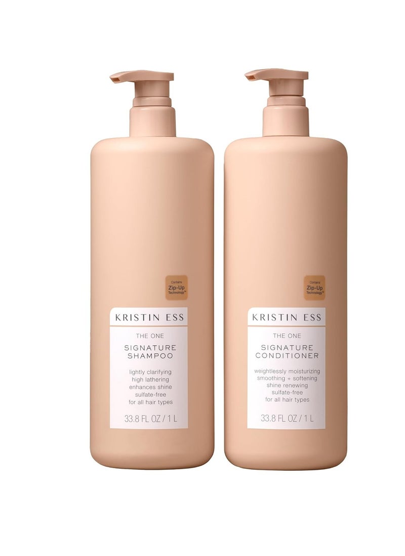 Kristin Ess - Kristin Ess Hair One Signature Shampoo + Conditioner Bundle - Avocado Oil, Castor Oil - Lightly Clarifying, Sulfate Free, Hydrating, Moisturizes, Smooths, Softens, Color Safe - 2 Piece Set - Image 1
