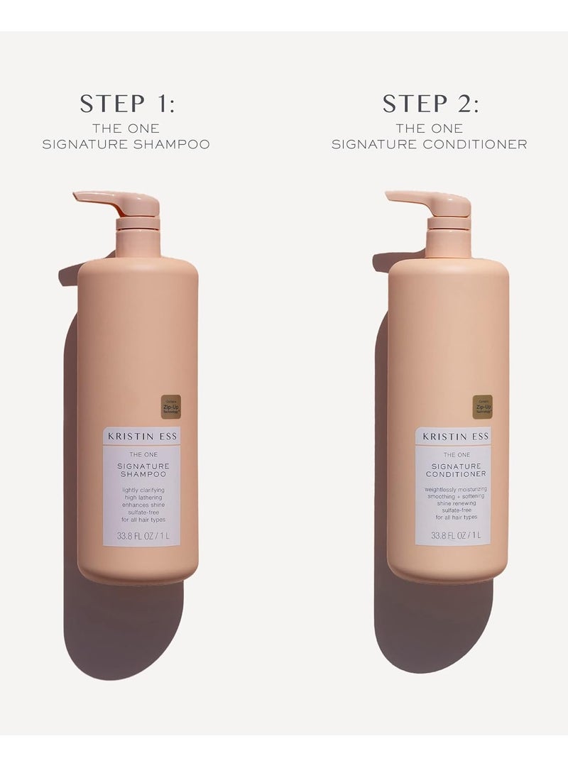 Kristin Ess - Kristin Ess Hair One Signature Shampoo + Conditioner Bundle - Avocado Oil, Castor Oil - Lightly Clarifying, Sulfate Free, Hydrating, Moisturizes, Smooths, Softens, Color Safe - 2 Piece Set - Image 1