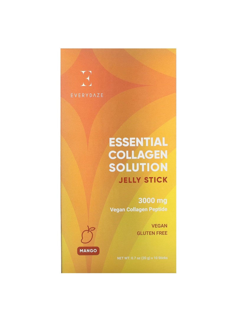Essential Collagen Solution Jelly Stick, Mango, 3,000 mg, 10 Sticks, 0.7 oz (20 g) Each