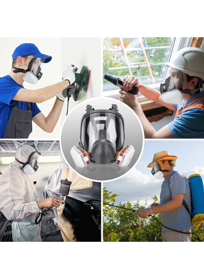 WALALLA Reusable Respirator full Face Gas Cover, Organic Vapor Mask and Anti-fog, for Painting, mechanical polishing, logging, welding, Against Dust, Staining, Sanding & Cutting - Image 4
