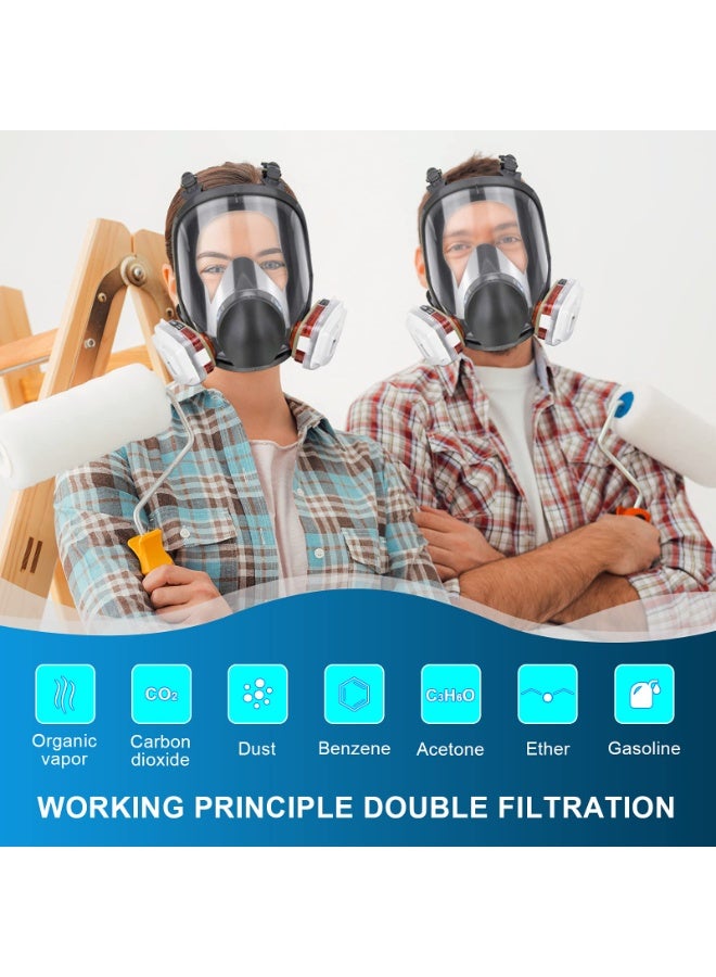 WALALLA Reusable Respirator full Face Gas Cover, Organic Vapor Mask and Anti-fog, for Painting, mechanical polishing, logging, welding, Against Dust, Staining, Sanding & Cutting - Image 2